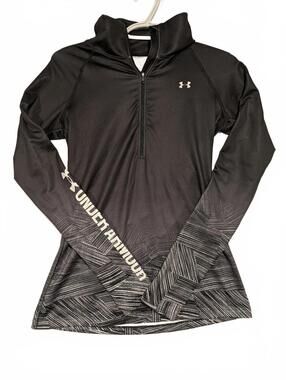 Under Armour Women's 1/4 Zip Long Sleeve Shirt - Black Gradient Design XS